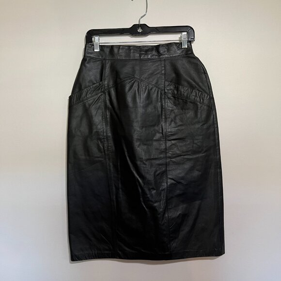 Spectacular Vintage Leather Pencil Skirt, Size 8 - Picture 5 of 8